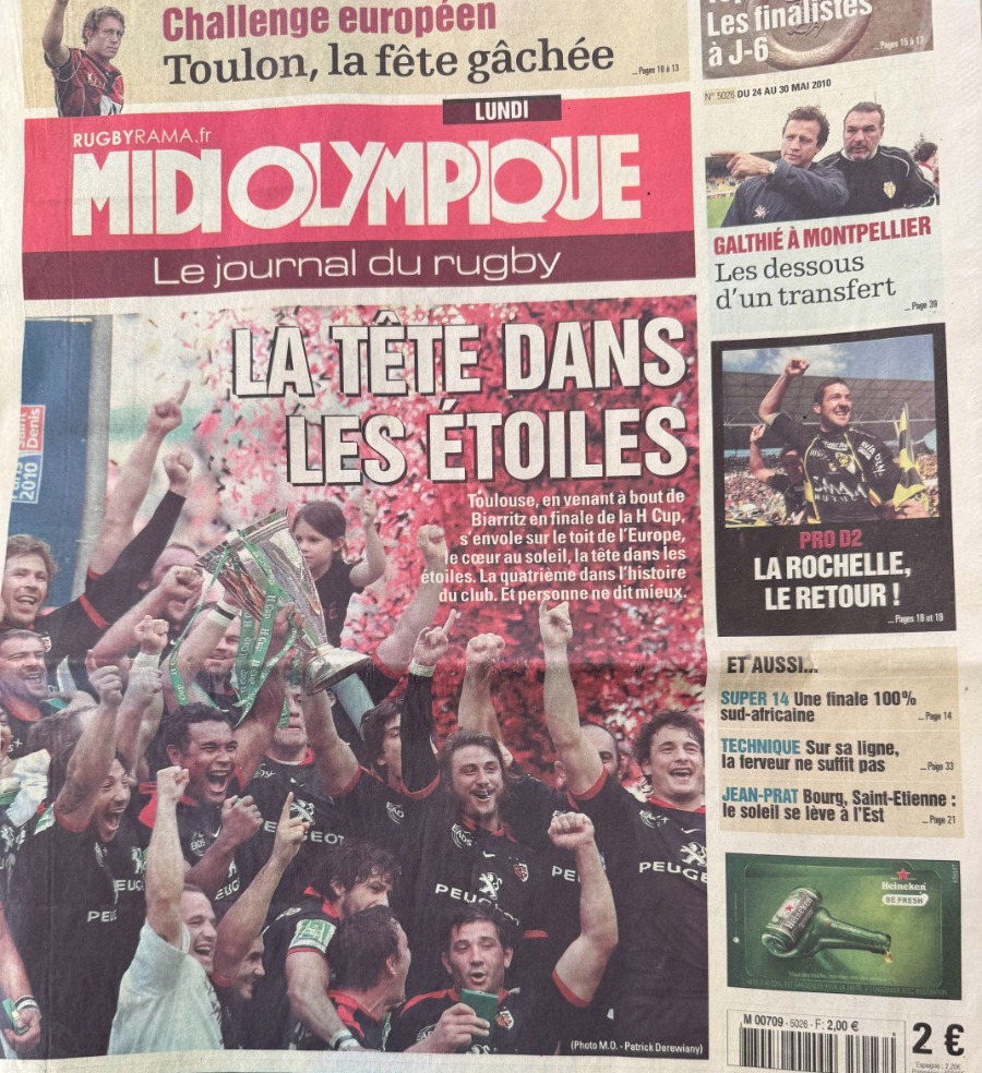 Midi Olympique MAI 2010 Stade Toulousain champion d'Europe de rugby Toulouse - Rugby authentique - Revue Vintage