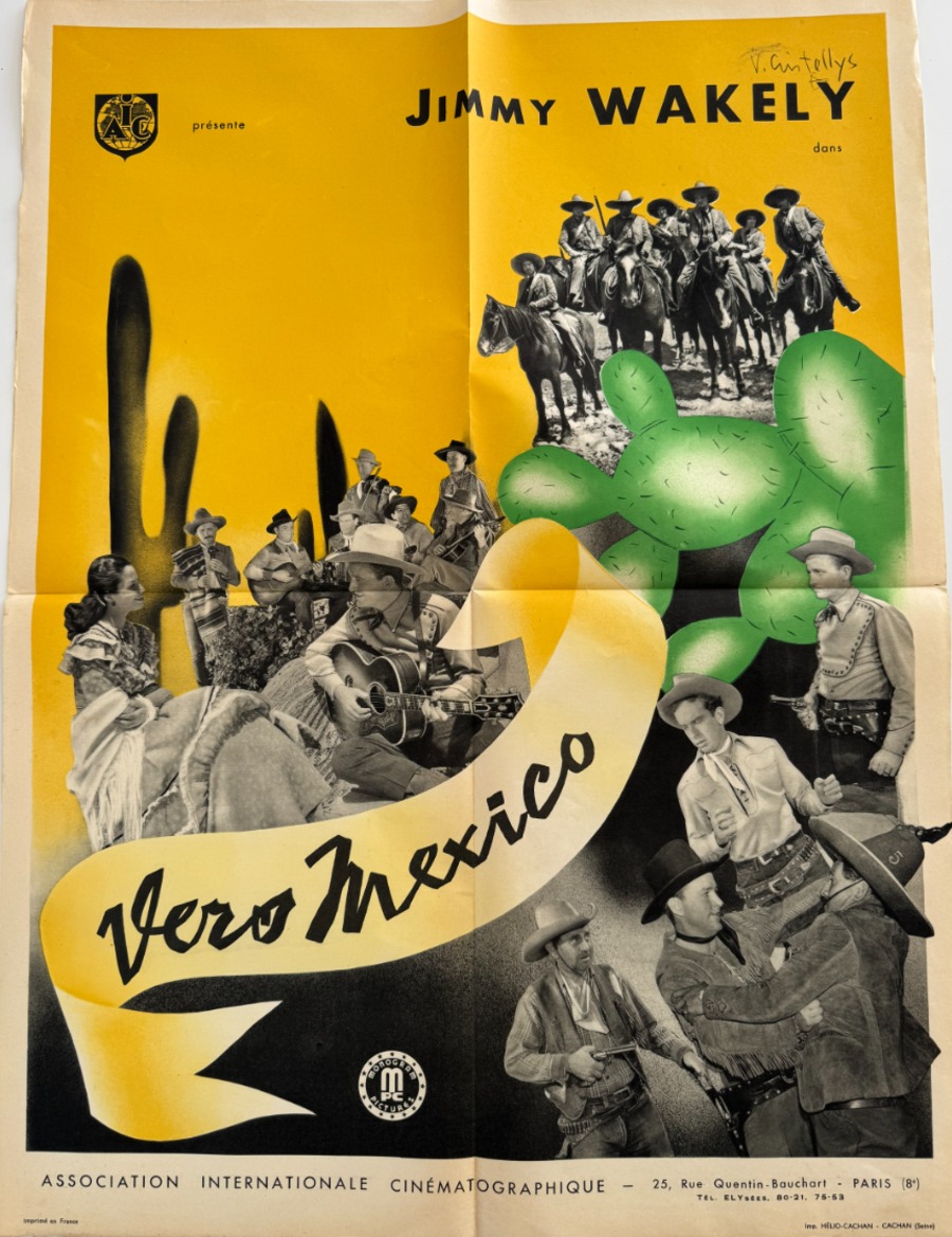 Affiche ancienne cinéma1946 vers Mexico - Cinéma authentique - Revue Vintage