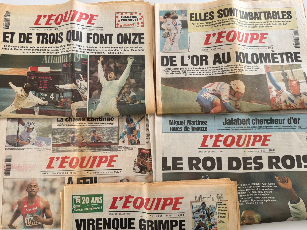 Lot 5 " Journal l'équipe " 1996 - Journal L'Équipe authentique - Revue Vintage