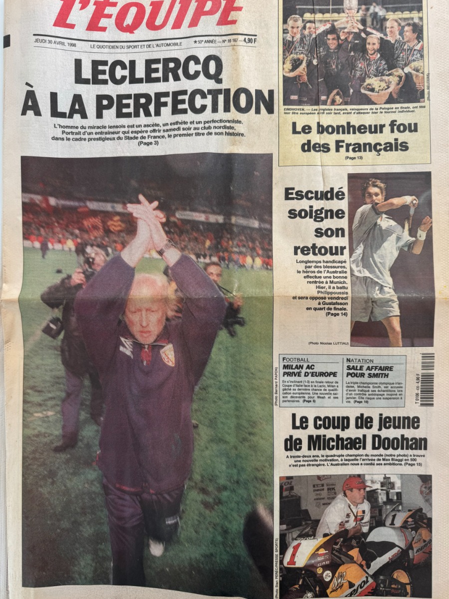 Journal l'équipe 30/04/1998 Lens - Journal L'Équipe authentique - Revue Vintage