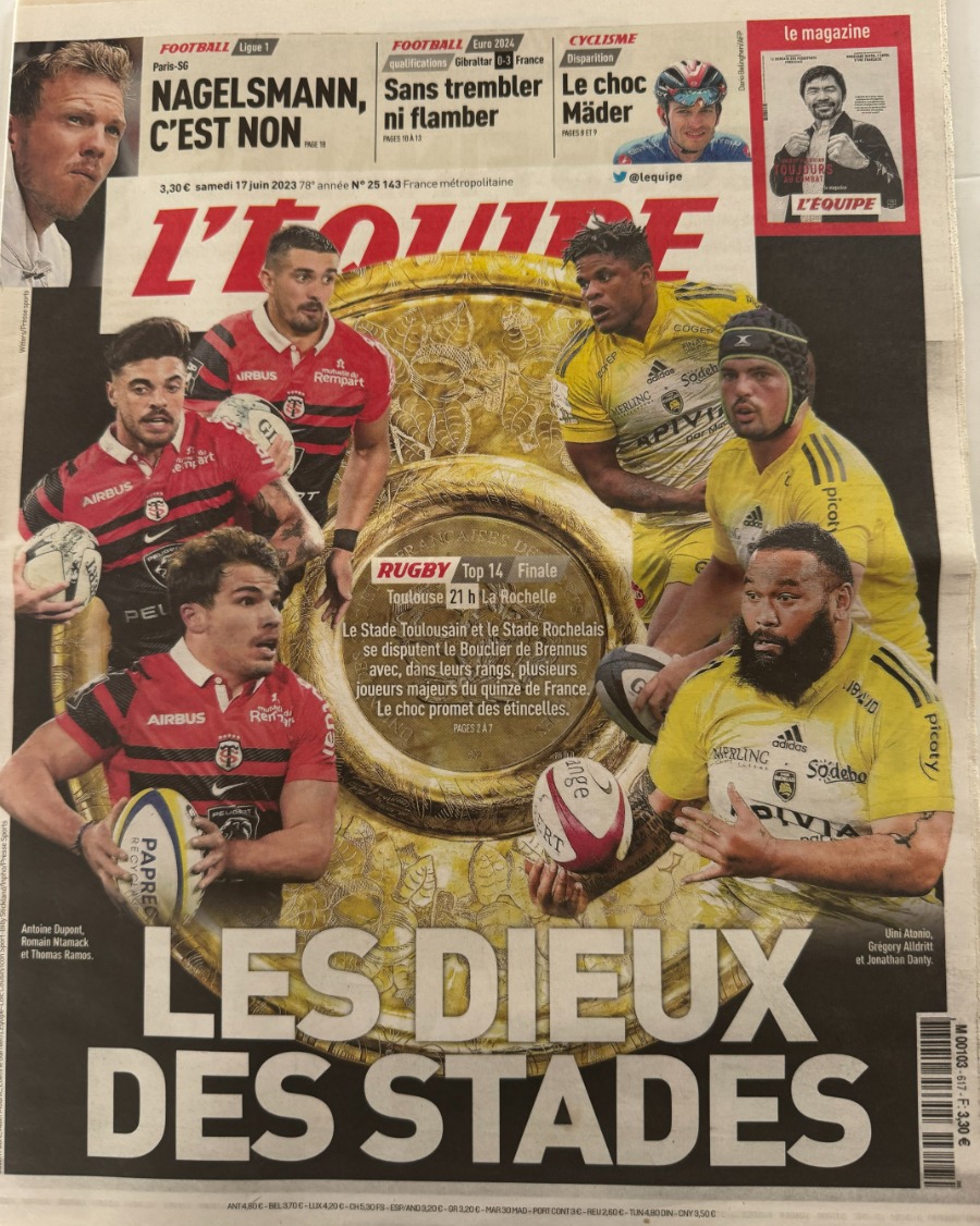 Journal l'équipe 17/06/2023 Finale Top 14 - Toulouse / La Rochelle - Rugby - Journal L'Équipe authentique - Revue Vintage