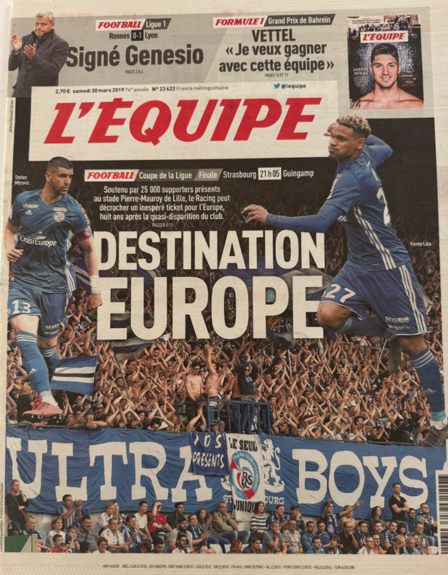 Journal l'équipe 30/03/2019 Finale Strasbourg / Guingamp - Finale Coupe de la Ligue - Football - Journal L'Équipe authentique - Revue Vintage