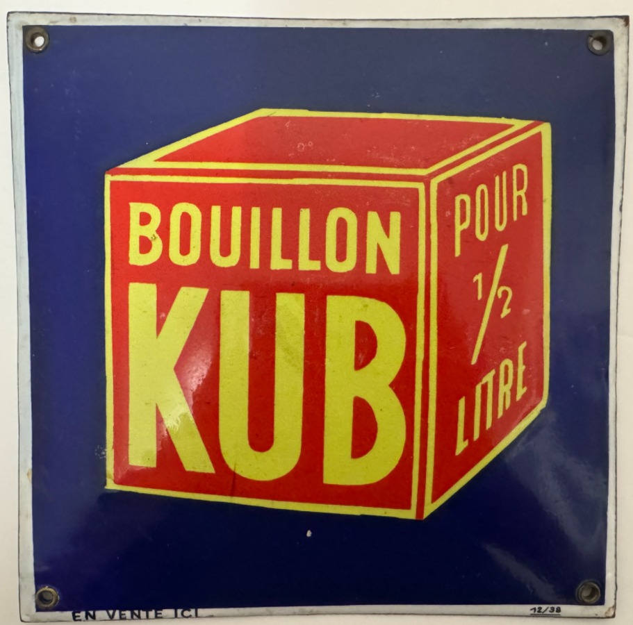 Tole émaillée Bouillon Kub 1938 - Publicitaire authentique - Revue Vintage