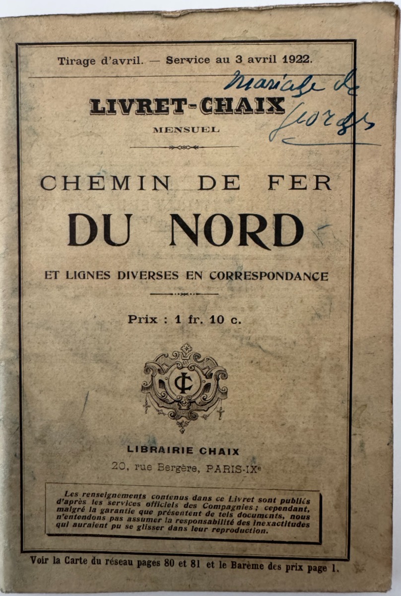 1922 Indicateur Chaix au 3 avril - Divers authentique - Revue Vintage