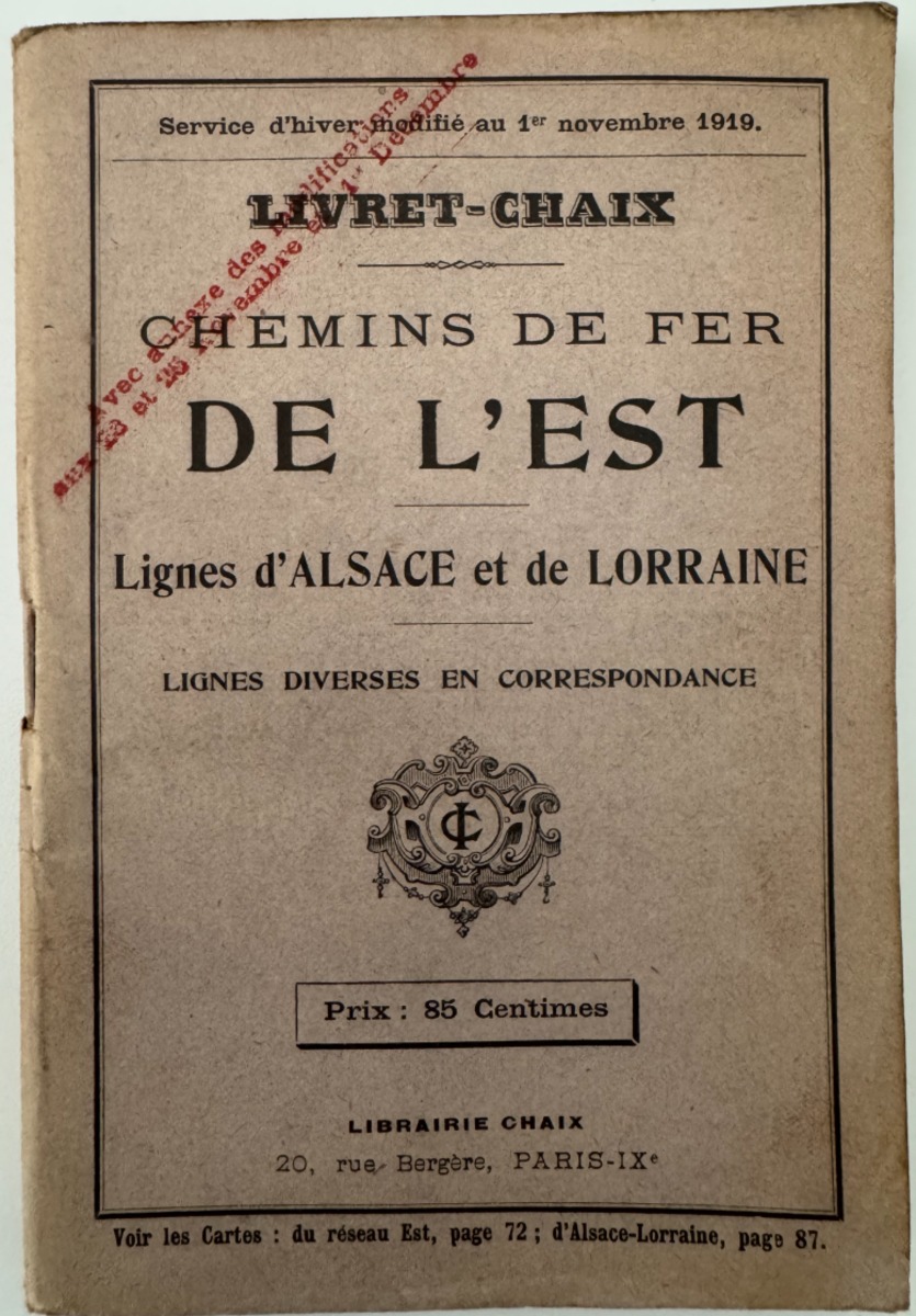 1919 Indicateur Chaix au 1er novembre - Divers authentique - Revue Vintage