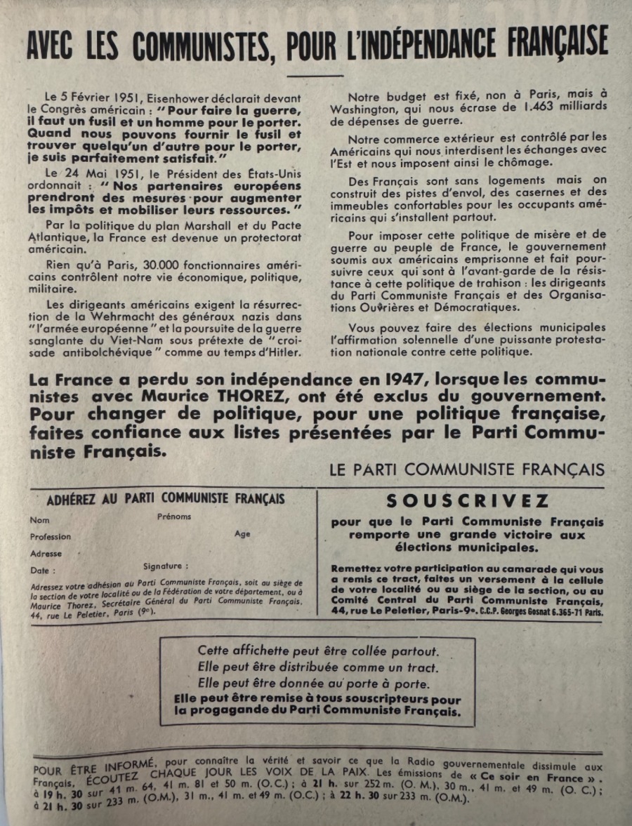 Ancienne affiche politique du Parti Communiste Français. - Vue 2 - Publicitaire
