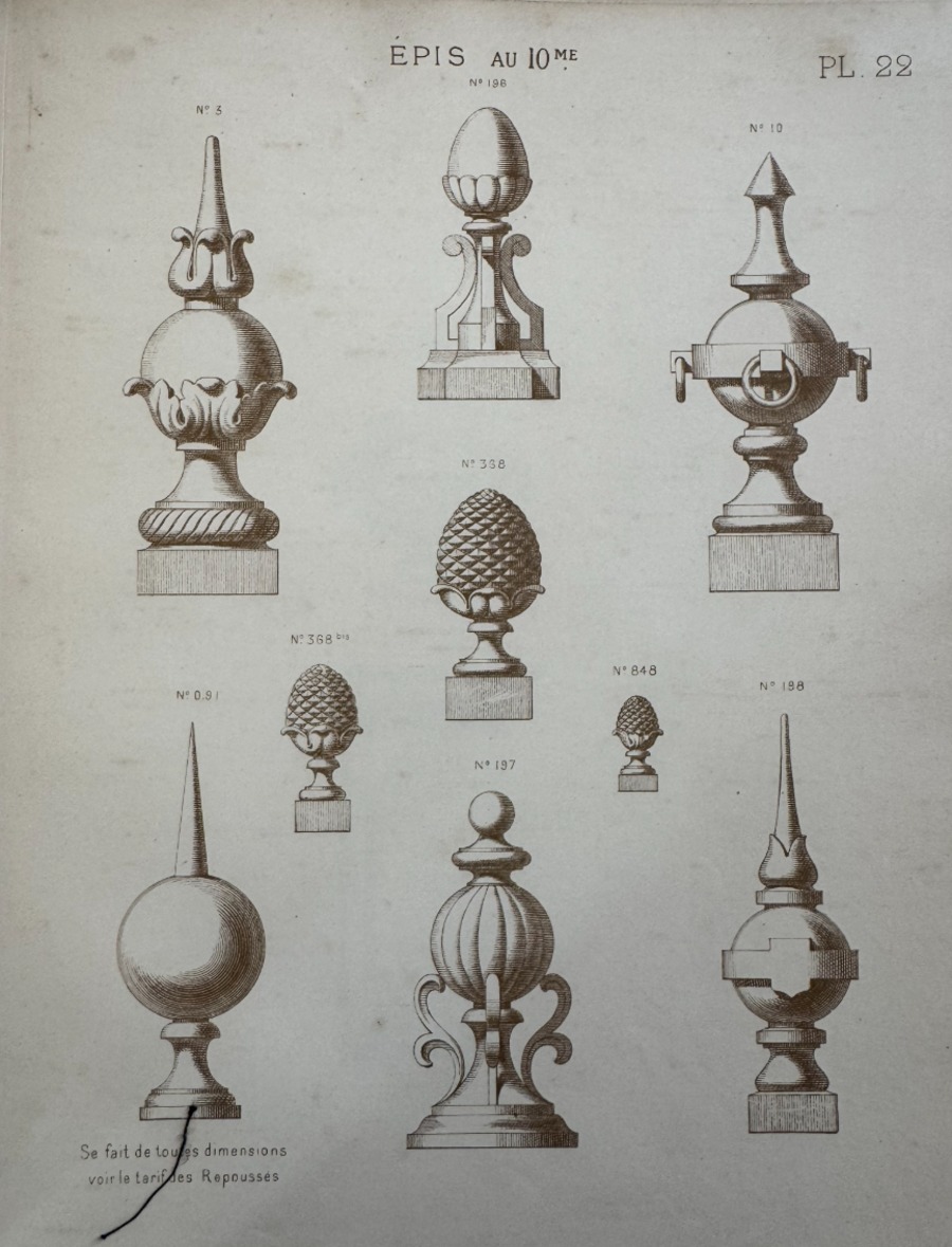 1887 - Catalogue ornements en zinc ed. Coutelier Paris – 191 planches . - Vue 2 - Divers