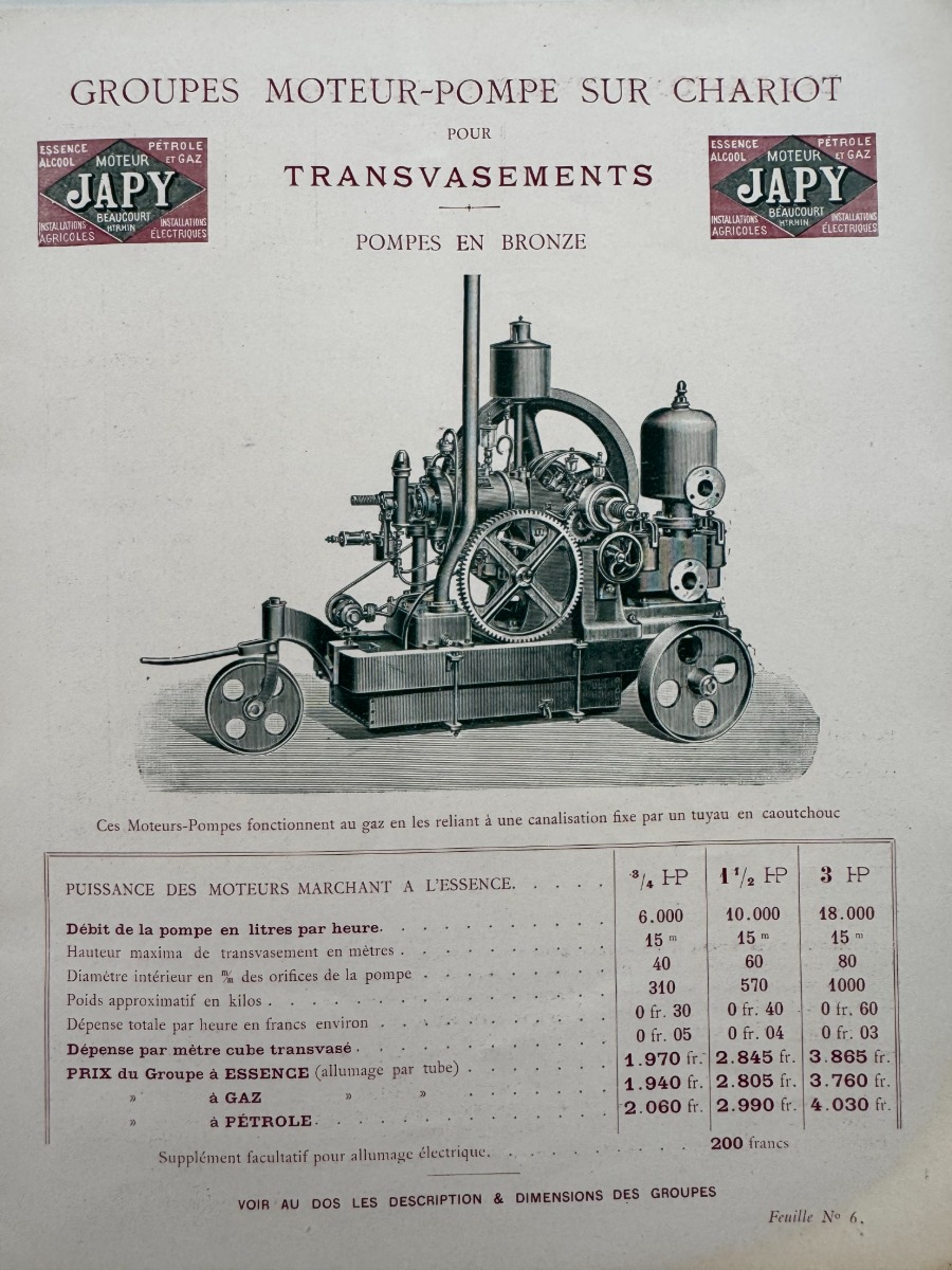1907 Catalogue Ancien Moteurs Verticaux JAPY - Beaucourt - Vue 6 - Divers
