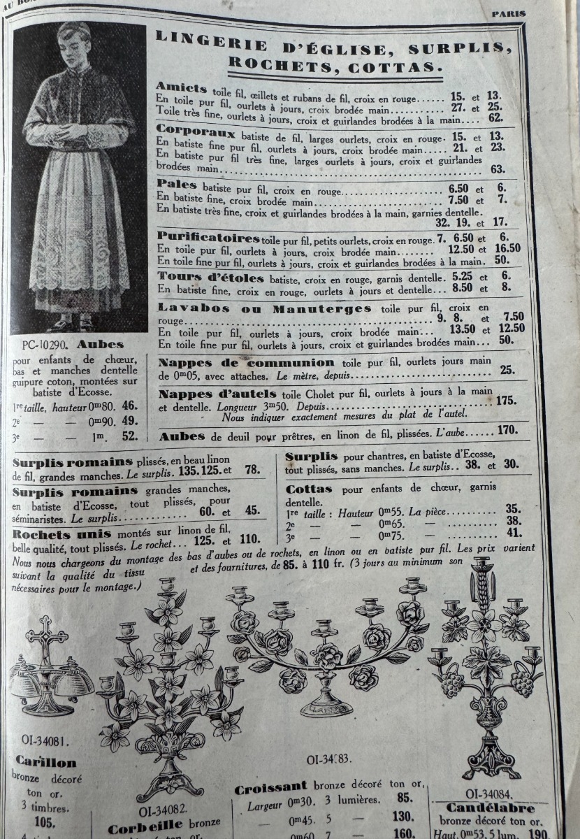 Catalogue vêtements ecclésiastiques - églises - chasuble - au Bon Marché 1930 - Vue 6 - Divers