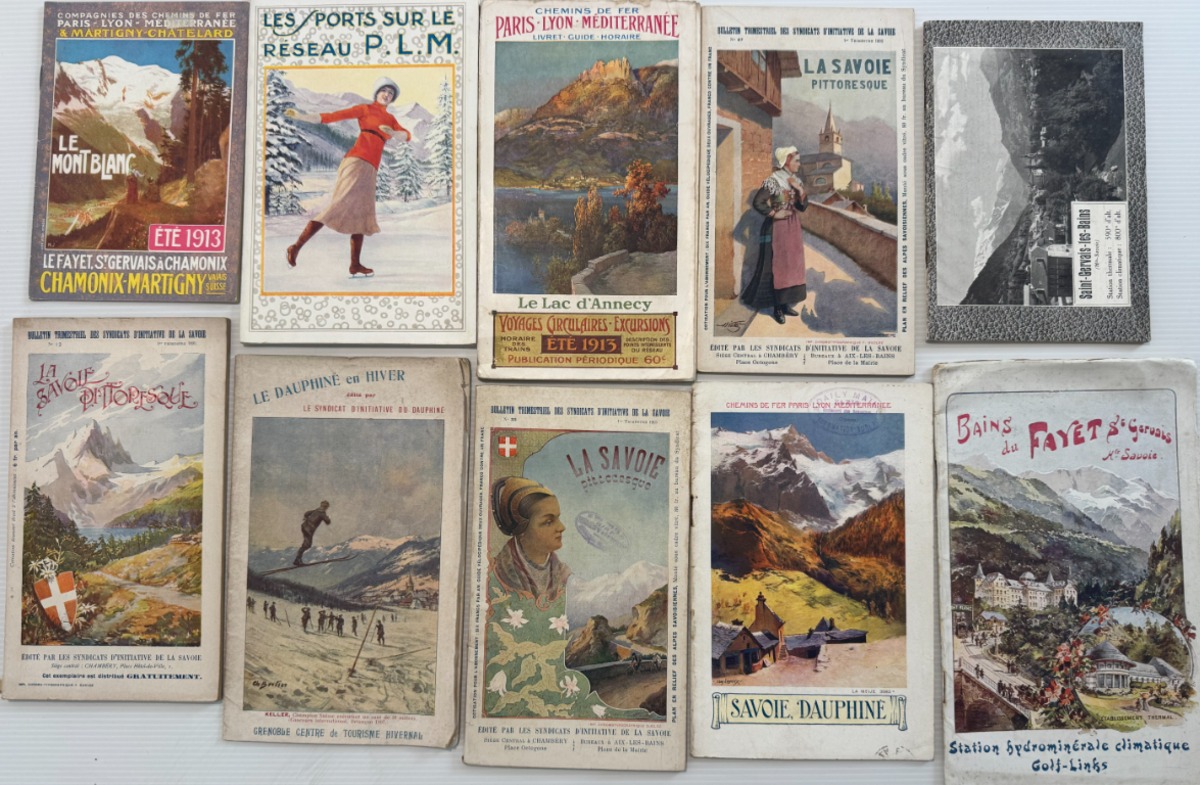 10 Guides Touristiques début XXe - PLM, Savoie Dauphiné, Mont-Blanc Alpinisme - Autres authentique - Revue Vintage